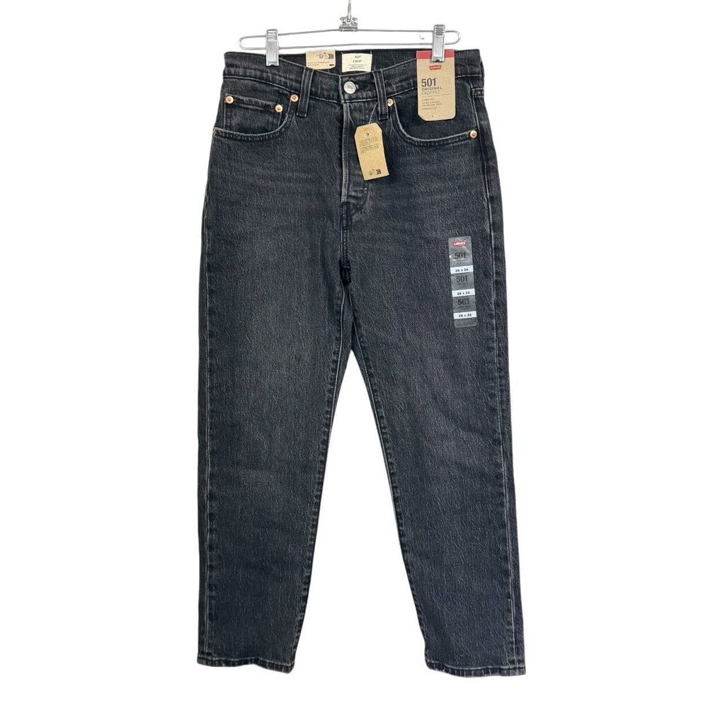 Levi's 501 Original Cropped Women 26x26 Faded Black Button Fly High Rise Jeans